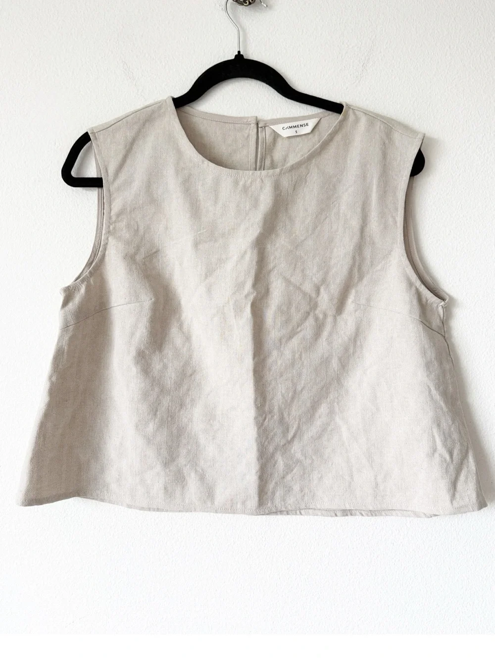 Commense Two-Piece Linen Set in Light Beige - Sleeveless Top & Wide Leg Pants - Picture 13 of 16